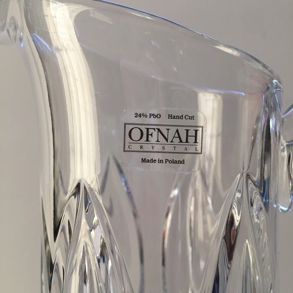 Vintage Ofnah Poland Lead Crystal Cut Glass Pitcher - Picture 3 of 8
